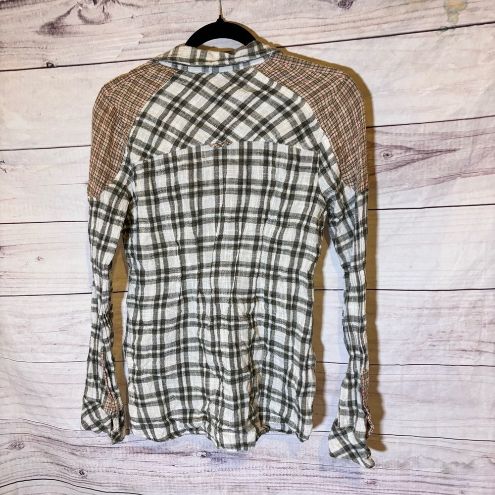 Free People Catch Up With Me Flannel Gingham Plaid Button-Up Shirt XS - Picture 5 of 7